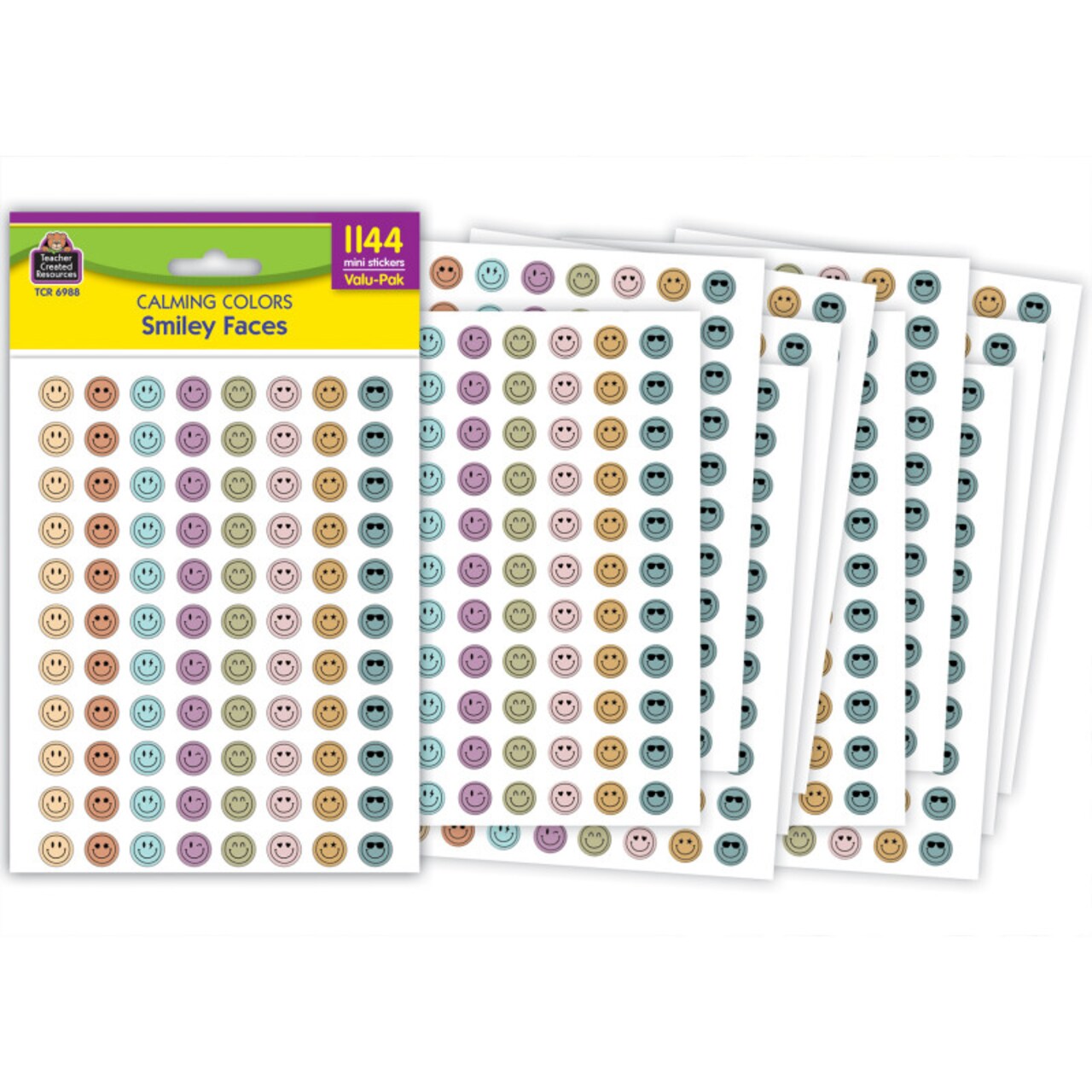 Calming Colors Smiley Faces Mini Stickers Valu-Pak, Pack of 1144